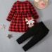 【12M-5Y】Girls Christmas Red Plaid T-shirt Pants Set