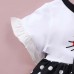 【0M-18M】Cute Cartoon And Polka Dot Print Round Neck Short Sleeve Dress