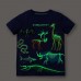 【18M-7Y】Boys Casual Cartoon Dinosaur Print Luminous Pattern Short Sleeve T-shirt