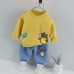 【12M-5Y】Boys Cartoon Print Long Sleeve Sweatshirt And Denim Pants Set