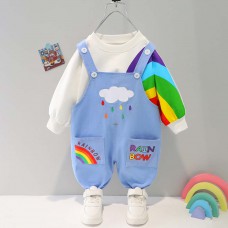 【9M-5Y】Kids Rainbow Print Sweatshirt And Pants Set