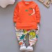 【12M-4Y】Boys Fashion Dinosaur Pattern Sweatshirt Jacket Pants Three-piece Set