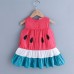 【18M-7Y】Girls Cute Contrast Stitching Doll Collar Sleeveless Dress - 3387