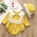 【0M-24M】2-piece Baby Cute Ruffled Long-sleeved Romper With Hat - 8011