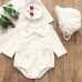 【0M-24M】2-piece Baby Cute Ruffled Long-sleeved Romper With Hat - 8011