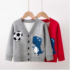 【2Y-9Y】Boys Cartoon Dinosaur V-neck Knitted Jacket