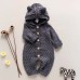 【3M-24M】Baby Cute Hooded Long-sleeved Knit One-piece Romper