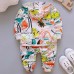 【12M-4Y】Boys Fashion Dinosaur Pattern Sweatshirt Jacket Pants Three-piece Set