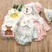 【0M-24M】2-piece Baby Cute Ruffled Long-sleeved Romper With Hat - 8011