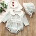 【0M-24M】2-piece Baby Cute Ruffled Long-sleeved Romper With Hat - 8011