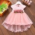 【6M-3Y】Girls Flower Short-Sleeved Mesh Dress