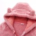 【0M-12M】Unisex Baby Thickened Fleece Hooded Bodysuit Coral Fleece Romper