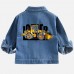 【2Y-10Y】Boys Letter And Front Loader Print Blue Denim Jacket