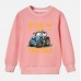 【12M-9Y】Girl Casual Letters And Tractor Print Cotton Stain Resistant Long Sleeve Sweatshirt