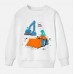 【12M-9Y】Boys Excavator And Dinosaur Print Cotton Stain Resistant Long Sleeve Sweatshirt