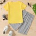 【4Y-13Y】2-piece Boys Casual Dinosaur Print Round Neck Short Sleeve T-shirt And Shorts Set