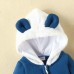 【0M-18M】Baby Adorable Moon And Cloud Embroidered Blue Hooded Romper - 8012