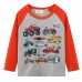 【18M-7Y】Boys Excavators And Cars And Transportation And Construction Vehicles Printed Round Neck Long Sleeve T-shirt