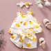 【0M-6Y】2-piece Girls Cute Cartoon Duck Top and Shorts Set - 3453