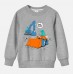 【12M-9Y】Boys Excavator And Dinosaur Print Cotton Stain Resistant Long Sleeve Sweatshirt