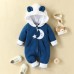 【0M-18M】Baby Adorable Moon And Cloud Embroidered Blue Hooded Romper - 8012