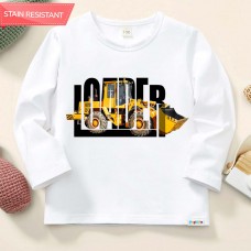 【12M-9Y】Boys Letter And Front Loader Print Cotton Stain Resistant Long Sleeve T-shirt