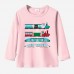 【12M-9Y】Kids Train Print Cotton Stain Resistant Long Sleeve T-shirt