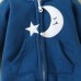 【0M-18M】Baby Adorable Moon And Cloud Embroidered Blue Hooded Romper - 8012