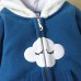 【0M-18M】Baby Adorable Moon And Cloud Embroidered Blue Hooded Romper - 8012