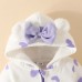 【0M-18M】Baby Girl Cute Duck And Heart Shape Print And Bow Hooded Romper