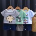 【12M-7Y】Boys Cartoon Print Short Sleeve Two-piece Suit