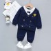 【12M-5Y】Boys College Style Long-sleeved Top And Pants Two-piece Suit