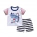 【12M-7Y】Boys Cartoon Print Short Sleeve Two-piece Suit