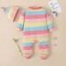 【0M-18M】Baby 2-piece Long Sleeve Rainbow Romper With Hat