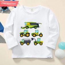 【12M-9Y】Boy Agricultural Harvester Combine Print Cotton Stain Resistant Long Sleeve T-shirt