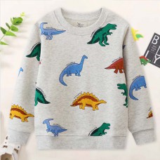 【18M-7Y】Boy Casual Colorful Dinosaur Printed Round Neck Sweatshirt