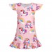 【3Y-10Y】Girls Cute Rainbow Unicorn Dinosaur Cartoon Print Ruffle Sleeveless Dress