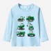 【12M-9Y】Boy Excavator Bulldozer Print Cotton Stain Resistant Long Sleeve T-shirt