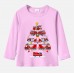 【12M-9Y】Unisex Fire Truck Christmas Tree Print Cotton Stain Resistant Long Sleeve T-shirt