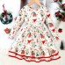 【2Y-7Y】Girl Christmas Cartoon Dinosaur Print Ruffle Long Sleeve Dress