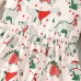 【2Y-7Y】Girl Christmas Cartoon Dinosaur Print Ruffle Long Sleeve Dress