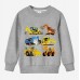 【12M-9Y】Boy Cotton Stain Resistant Excavator Bulldozers Print Long Sleeve Sweatshirt