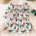 【2Y-7Y】Girl Cute Colorful Christmas Cartoon Print Long Sleeve Square Neck Dress