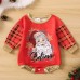 【3M-18M】Baby Girl Cute Plaid Christmas Santa Claus Print Romper