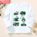 【12M-9Y】Boy Excavator Bulldozer Print Cotton Stain Resistant Long Sleeve T-shirt