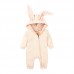 【0M-24M】Unisex Baby Cute Cotton Solid Color Rabbit Ears Hooded Zipper Romper