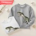 【12M-9Y】Boy Cotton Stain Resistant Dinosaur Print Long Sleeve Sweatshirt