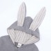 【0M-24M】Unisex Baby Cute Cotton Solid Color Rabbit Ears Hooded Zipper Romper