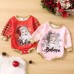 【3M-18M】Baby Girl Cute Plaid Christmas Santa Claus Print Romper