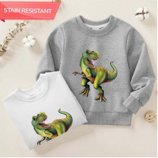 【12M-9Y】Boy Cotton Stain Resistant Dinosaur Print Long Sleeve Sweatshirt